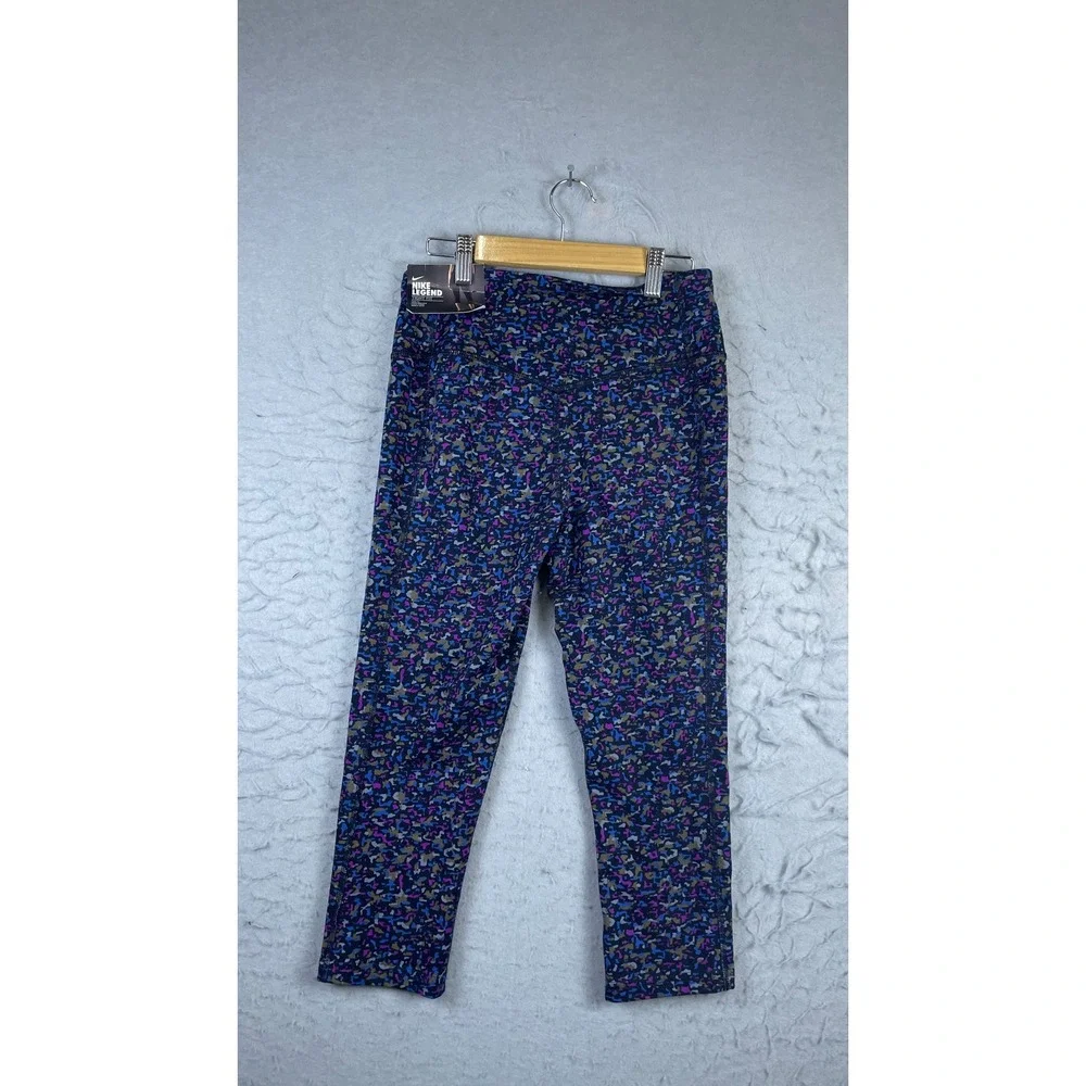 Nike Legend Tight Fit Leggings Womens S Blue Purple New Abstract Print Cropped